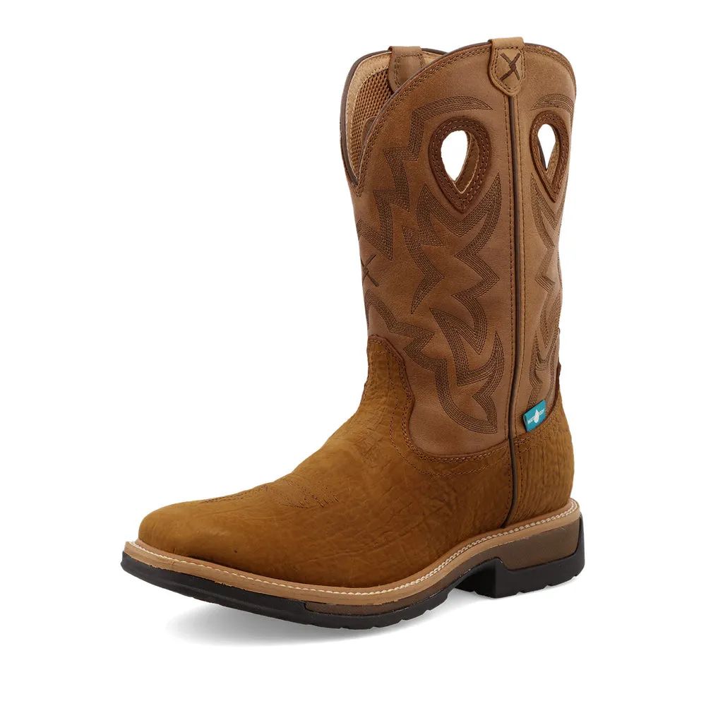 Twisted X 12″ Western Work Boot Dark Brown / Tan